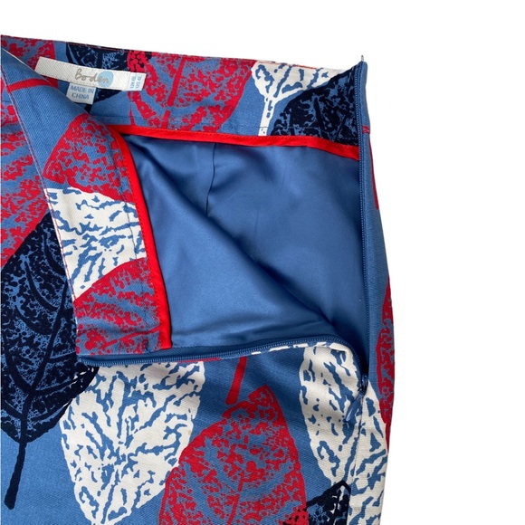 Boden Women’s 4L Leaf Print A Line Pencil Skirt, Red, White, & Blue Skirt - Picture 8 of 9